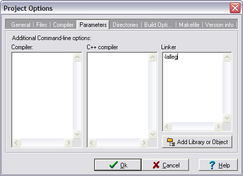 Type -lalleg into the linker window
