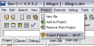Go to Project Options in the Project menu